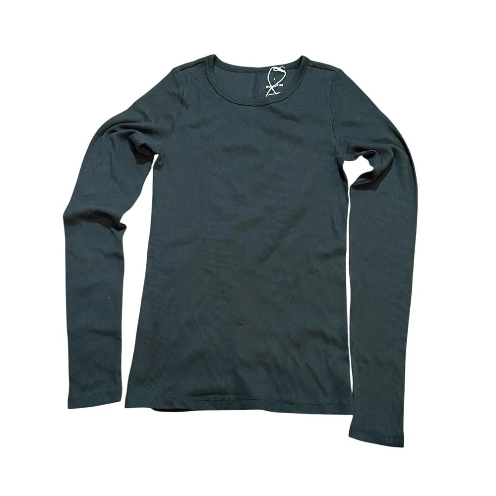 Everlane NWT Supima Cotton Luxe Micro-rib Long Sleeve Crew Black Small - Picture 5 of 8